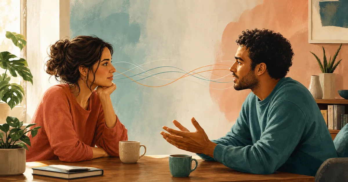 Dos personas conversando con comodidad y se?ales de conexi?n emocional.